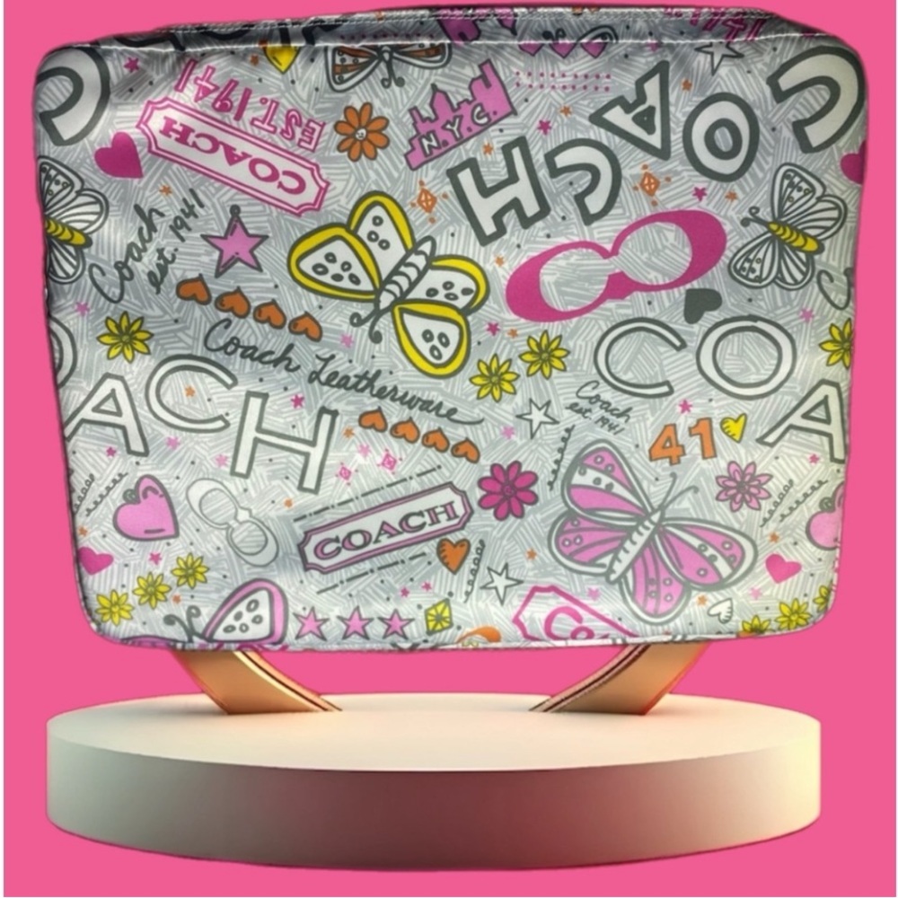 EUC Like new Authentic Coach Poppy Bandana Graffiti Butterfly Laptop Bag